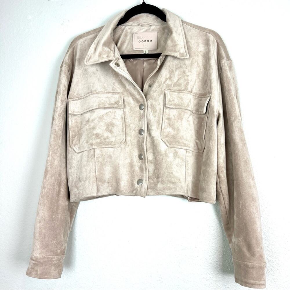 Blank NYC | Pale Pink Jacket Vegan Suede Neutral Cropped Boxy Boho Moto  L